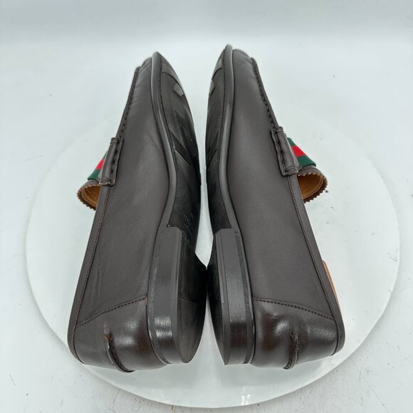 xGucci Men Sz UK 7 US 7.5  Black Leather Green Red Slip On Loafer Dress Shoes - Picture 6 of 13